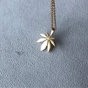 Cannabis Gold Tone Necklace ~ Brand New